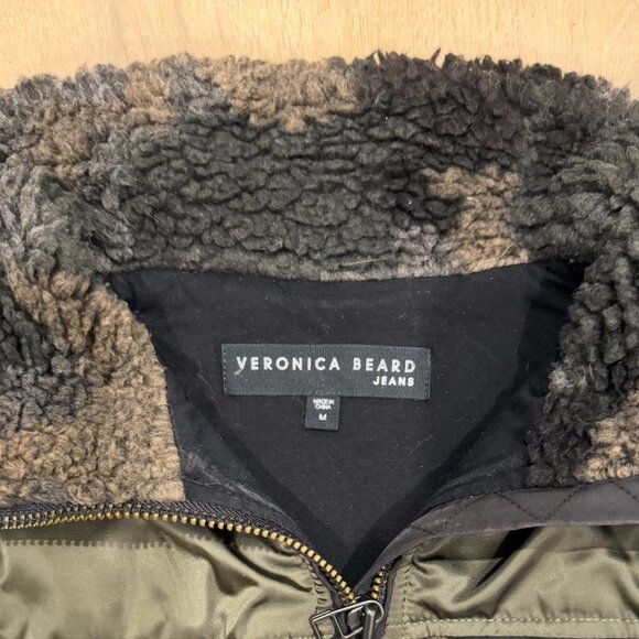 Veronica Beard Kylan Sherpa Pullover Camo Quarter Zip Fleece Jacket Faux Fur - Picture 2 of 3